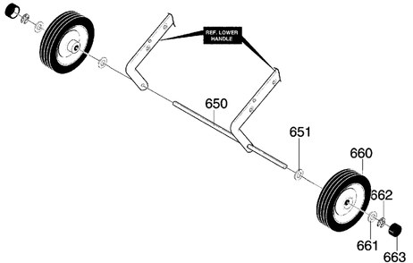 Wheel Assembly Diagram and Parts List for 620000X30NC 2004 Briggs and Stratton Snow Blower